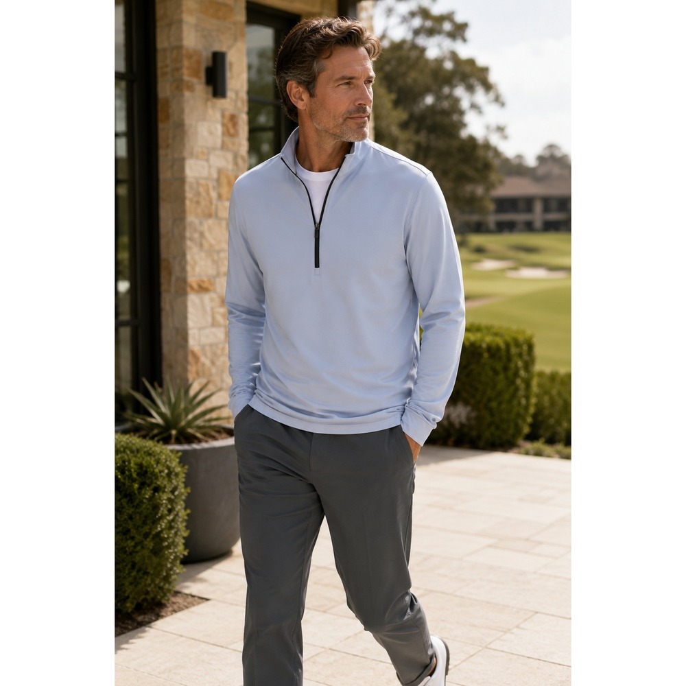 Greyson Quarter Zip Performance Pullover Golf Stretch Light Blue XXL